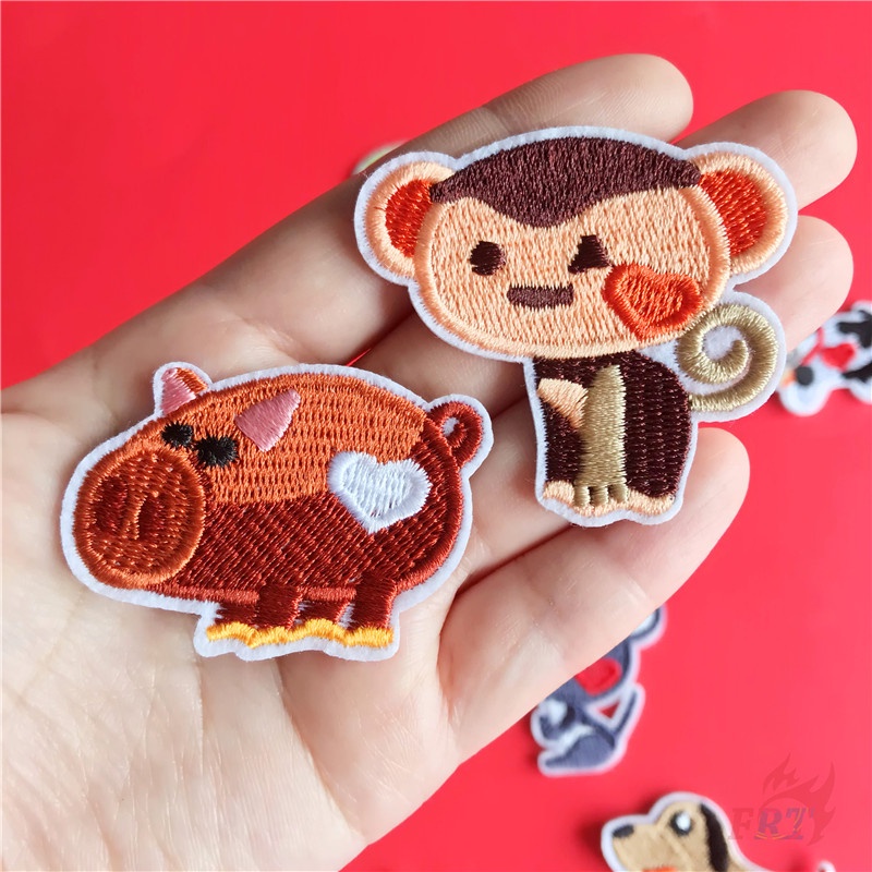☸ Sticker Ủi Thêu Hình 12 Biểu Tượng Động Vật ☸ 1 Sticker Ủi Thêu Hình Huy Hiệu