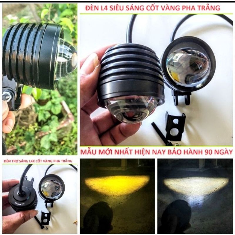 1 ĐÈN LED ĐÈN TRỢ SÁNG L4 BI CẦU CỰC SÁNG PHA VÀNG CỐT TRẮNG XE MÁY VÀ Ô TÔ HÀNG CAO CẤP