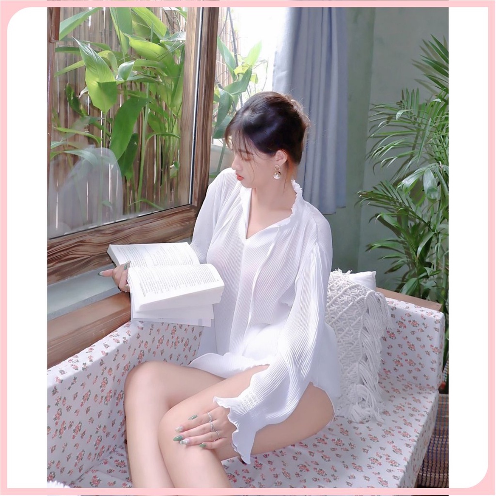 SÉT ÁO TRẮNG DÀI TAY KÈMQUẦN SOOC TRẮNG NHÀ CHOI.I