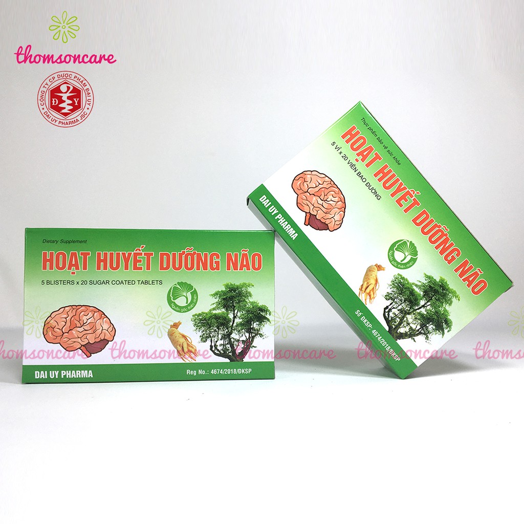 Combo 5 hộp Hoạt huyết dưỡng não, mỗi hộp 100 viên bao đường - hỗ trợ tăng cường tuần hoàn não, chính hãng Đại Uy