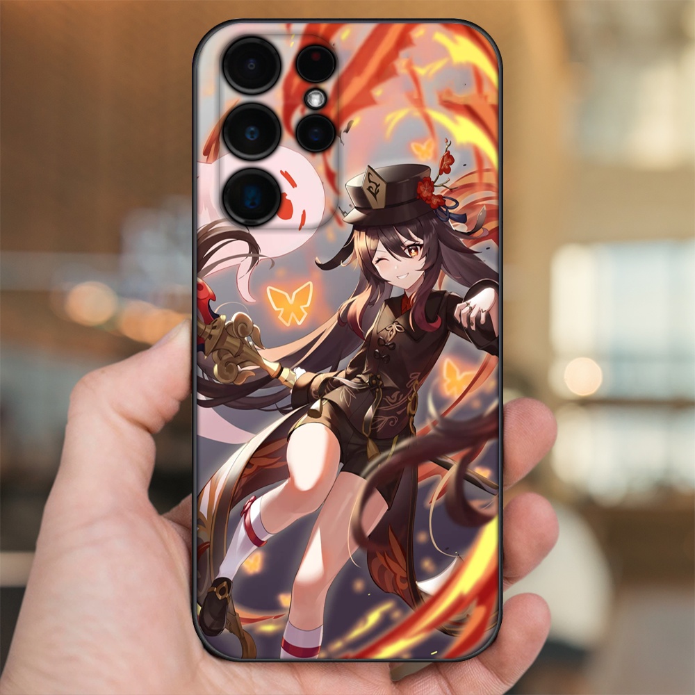 Ốp lưng Samsung S21 Ultra, S22 Ultra viền đen in hình Hutao Genshin Impact