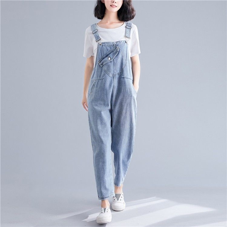 [ORDER] Quần yếm jean bigsize xanh phối túi ngực cá tính (fit đến 70kg) - Có ảnh thật | BigBuy360 - bigbuy360.vn