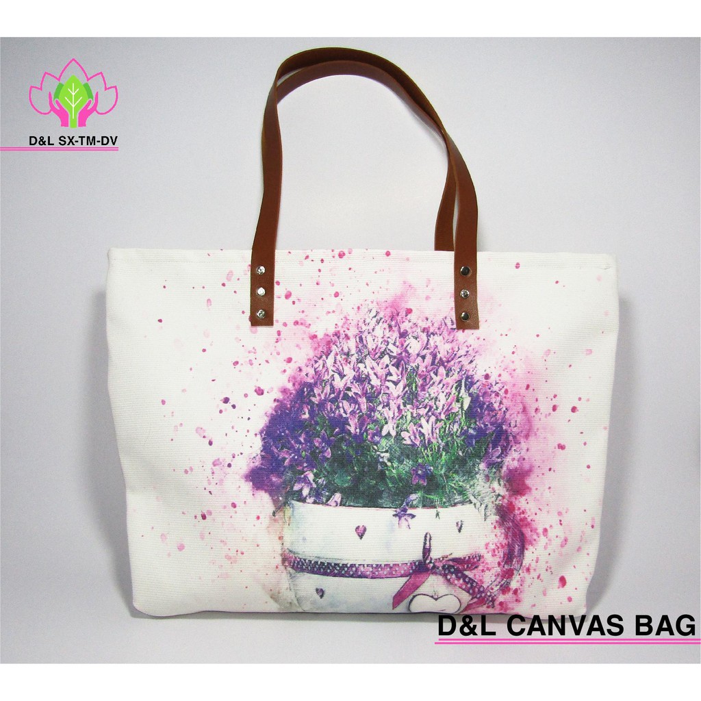 Túi Vải Bố Canvas Độc Quyền Tại D&amp;L Canvas  ( Siêu Phẩm Pic chậu Hoa )