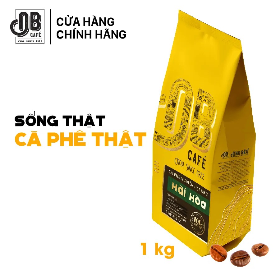 Ông Bầu Cà Phê Nguyên Hạt OB2 Hài Hòa Túi 1kg