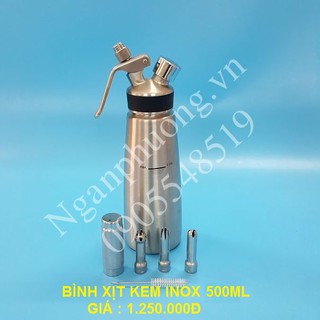 Bình xịt kem tươi CREAMWHIPPER  Inox cao cấp dung tích 500ml