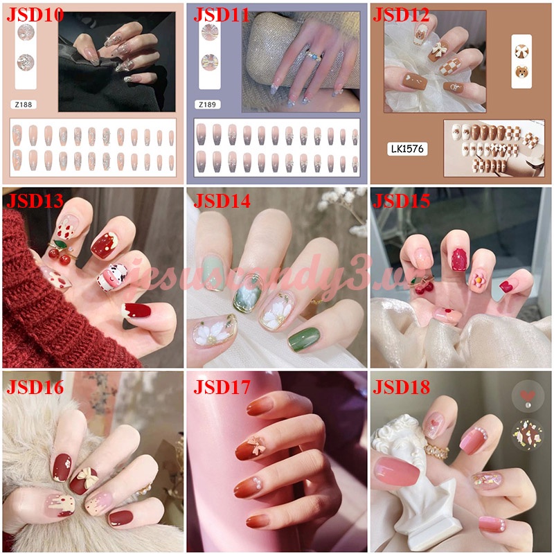 Set 24 móng giả phối nơ dễ thương cho nữ