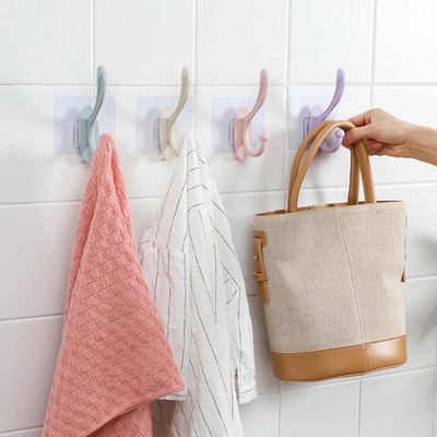 Giá Đỡ Móc Treo Đồ Dán Tường Bằng Nhựa Chống Thấm Nước Tiện Dụng Cho Nhà Tắm / Nhà Bếp