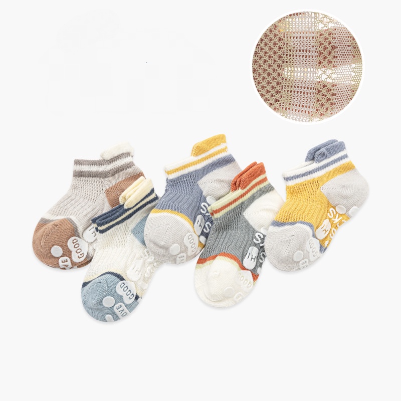 Set 5 Đôi Vớ cotton Cổ Thấp Chống Trượt Dành Cho Bé Sơ Sinh tất lưới cho bé