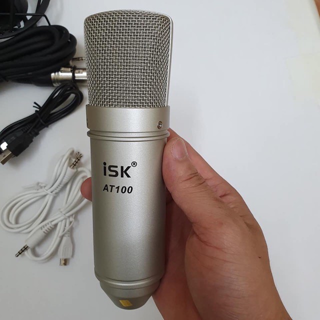 BigSale BỘ COMBO míc hát karaoke livestream online micro ISK AT100 CARD H9 BLUETOOTH THẾ HỆ MỚI chân kẹp màng lọc tặng t