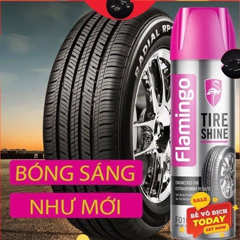 Chai xịt chống lão hóa và làm bóng lốp, phục hồi nhựa đen - Cho xe ô tô, xe máy - Dung tích 650ml - FLAMiNGO