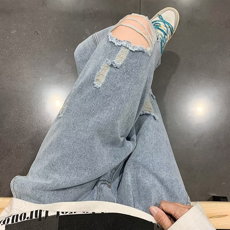 Casual Suit màu thoải mái cộng với kích thước quần jean Unisex Suit hàng ngày hiển thị gầy bông đôi thẳng quần ống