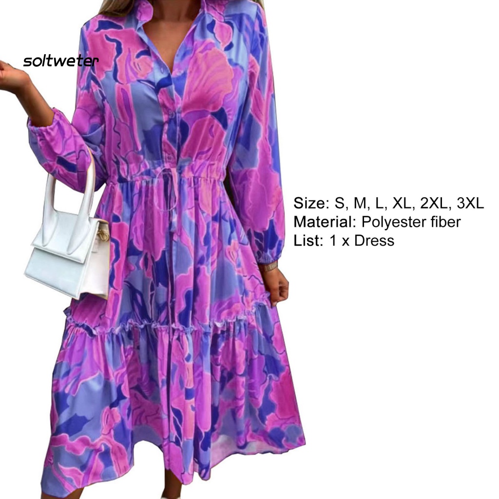 Đầm Tay Dài In Họa Tiết Mùa Hè Thoải Mái Cho Nữ