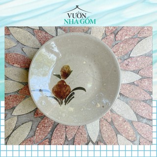 Set 10 cái dĩa hoa nâu xưa, size nhỏ rộng 15cm, Đĩa đựng đồ ăn nhỏ,- chén bát - Vườn Nhà Gốm