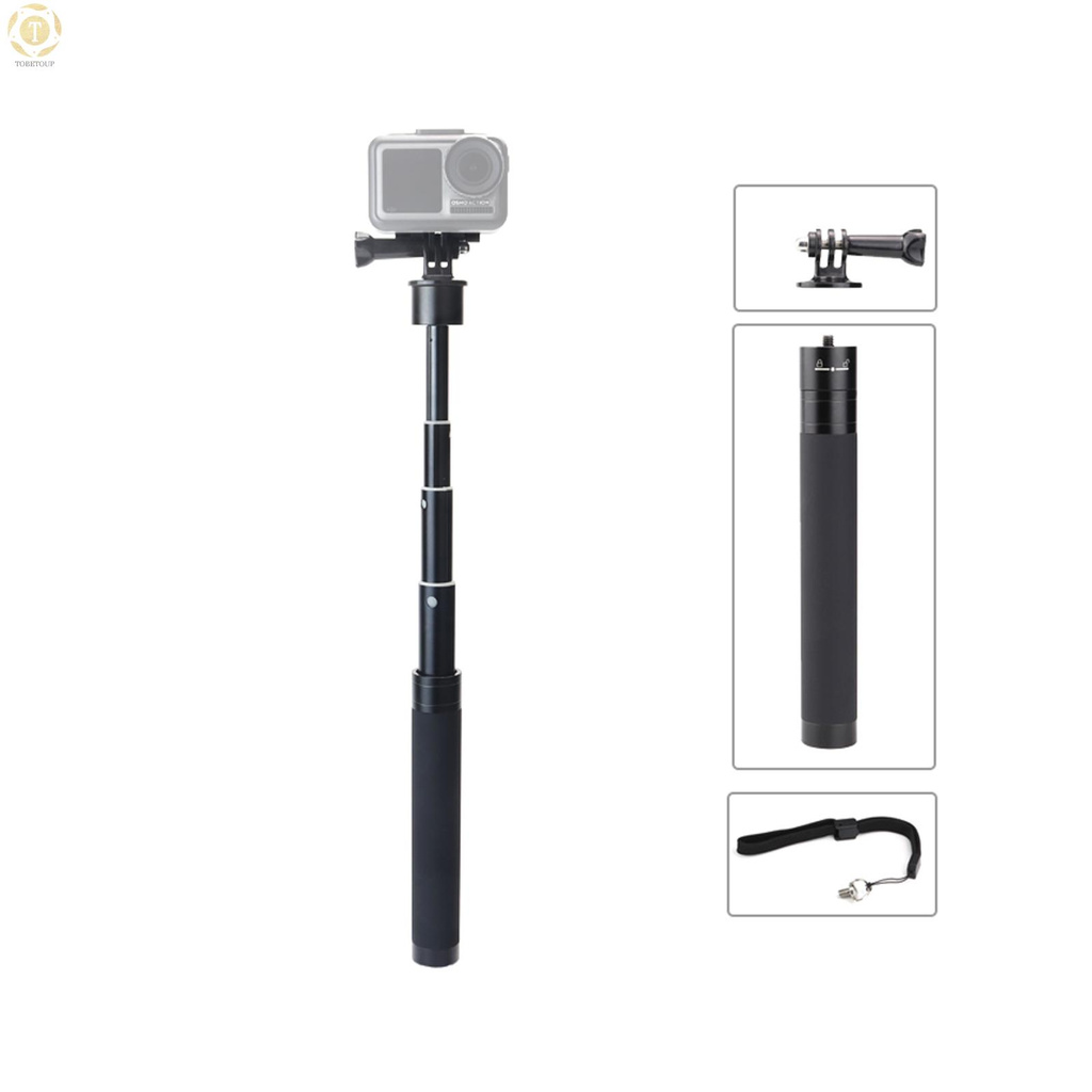 Shipped within 12 hours】 Sports Camera Selfie Stick Action Camera Vlog Bracket Aluminum Alloy Max. 760mm Extendable Length 1/4 Inch Screw with Sports Camera Mounting Adapter Selfie Stick [TO]