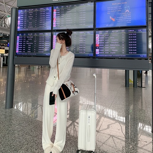 【ZHELIHANGFEI】Áo Cardigan Dệt Kim Tay Dài Dáng Rộng Phong Cách Preppy Dễ Phối Đồ