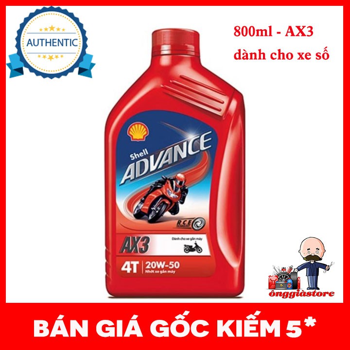 Nhớt Shell Advance AX3 màu đỏ 800ml dành cho xe số - PT20