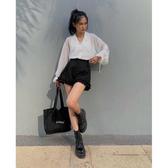 Quần Xốp nhún lai bèo Cạp Cao Xòe Siêu Hot