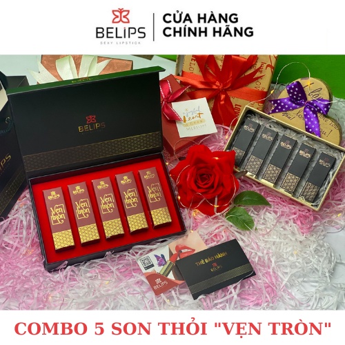 Sét Son Lì Quà Tặng BELIPS - Combo 5 Son Thỏi VẸN TRÒN