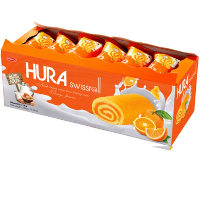 Bánh Bông Lan Cuộn HURA 🌸 FREESHIP 🌸 Bánh Nhân Kem Vị Trứng Bơ Sữa , Vị Cốm , Vị Dâu , Vị Cam Ăn Vặt Ăn Sáng Thơm Ngon