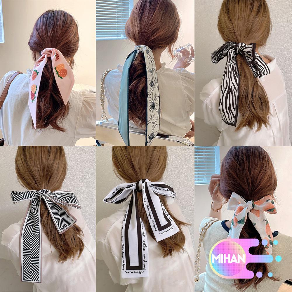 Dây cột tóc ruy băng dài in họa tiết phong cách bohemian thời trang cho nữ