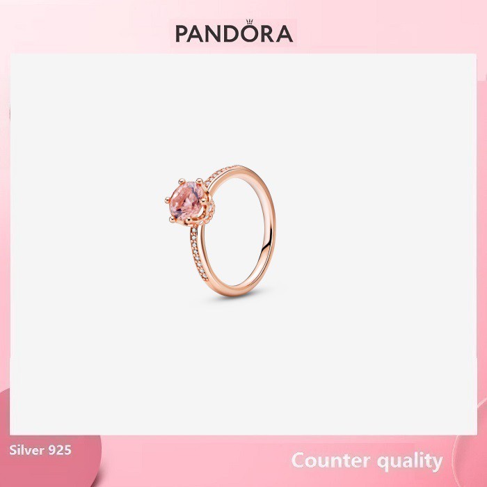 （hot！)Nhẫn hình vương miện hồng đính đá lấp lánh