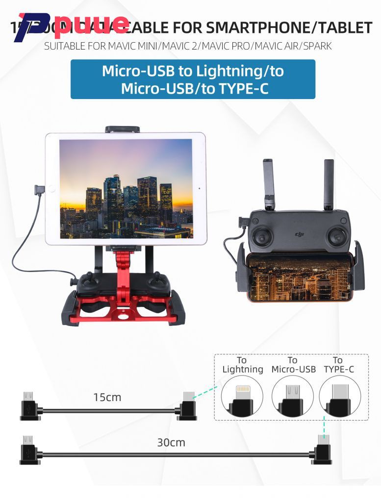 1 Dây Cáp Chuyển Đổi Từ Micro-Usb Sang Lightning / Type-C / Micro-Usb 15 / 30cm Cho Dji Spark / Mavic Mini / Mavic 2 / Mavic