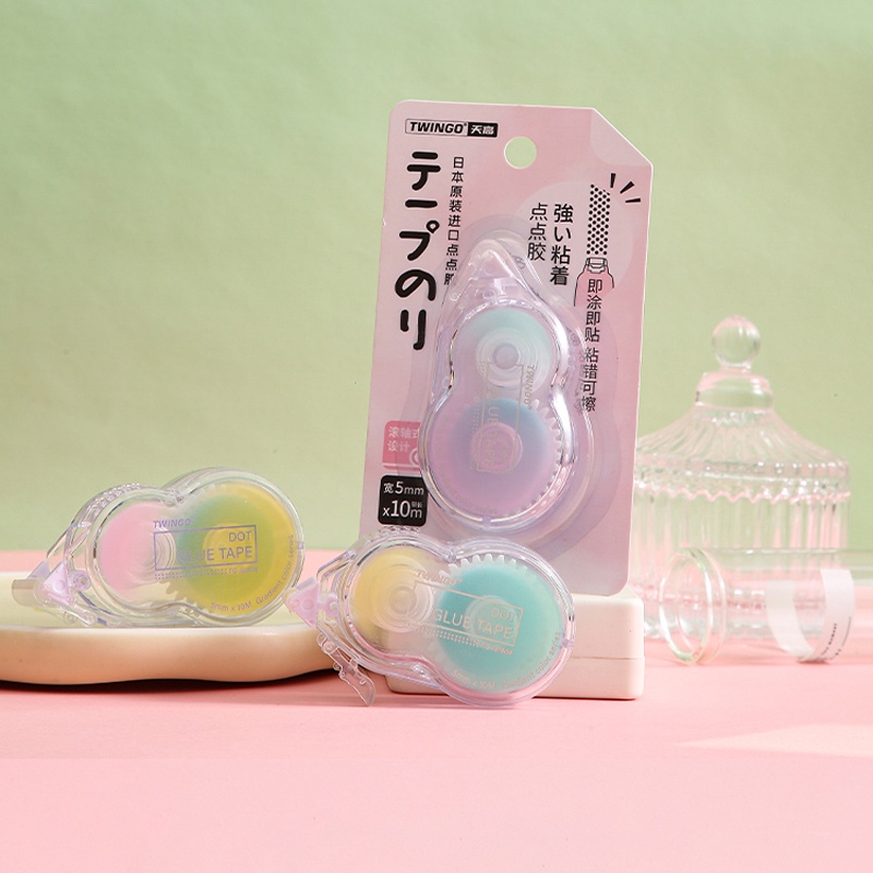 Ông Giấy 3 mô hình 1 băng Macaron màu gradient chấm keo nhựa sáng tạo trong suốt tài khoản tay dán trang trí DIY sinh viên văn phòng văn phòng băng keo hai mặt