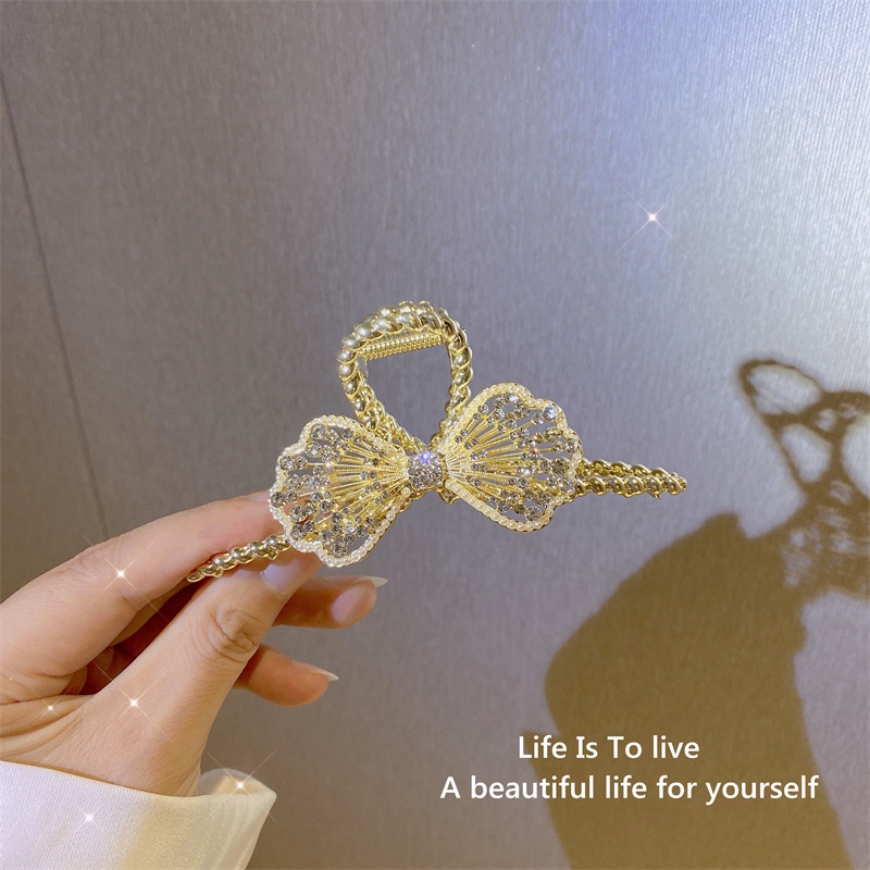 Kẹp Tóc Hình Nơ Đính Đá Kim Cương Toàn Bộ