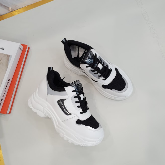 Giày thể thao nữ độn đế, chất da thật phối lưới, giày sneaker nữ phối màu siêu đẹp, hack chiều cao TT2