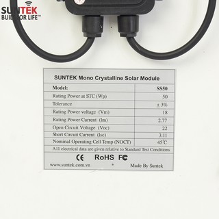 TẤM PIN NĂNG LƯỢNG MẶT TRỜI SUNTEK SS50