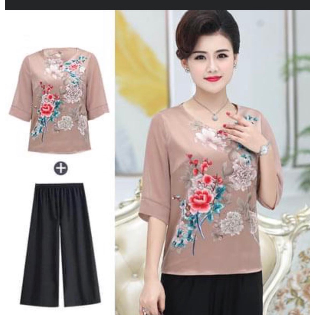 Bộ Đồ Trung Niên - Bộ Chất Lụa sang trong Cho Mẹ