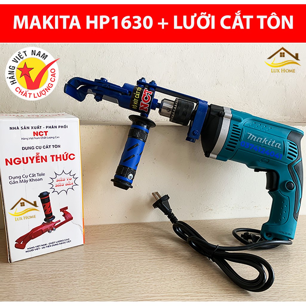 Máy khoan MAKITA HP1630 + Lưỡi cắt tôn - Chuyển đổi máy khoan thành máy cắt tôn - Khoan, đục - Cắt tôn, cắt sắt