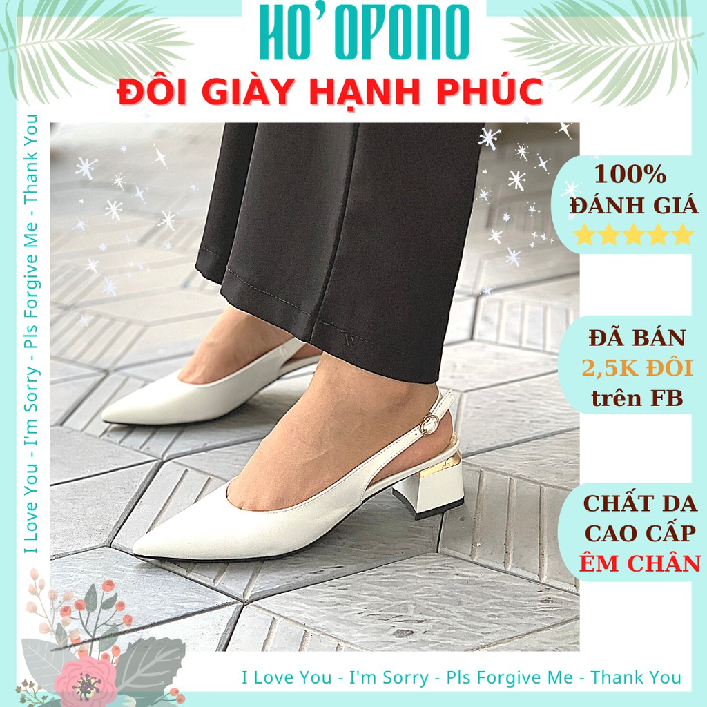 Giày Cao Gót Nữ 5p Slingback mũi nhọn đẹp thời trang bít mũi guốc dép công sở HO'OPONO GSB501
