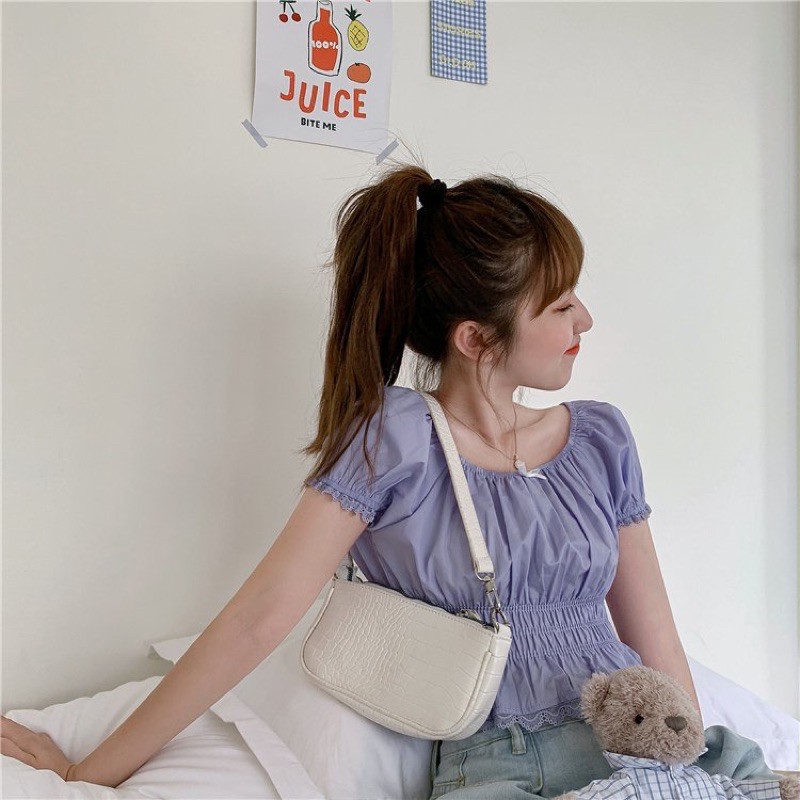 Áo croptop tím bo eo Quảng Châu