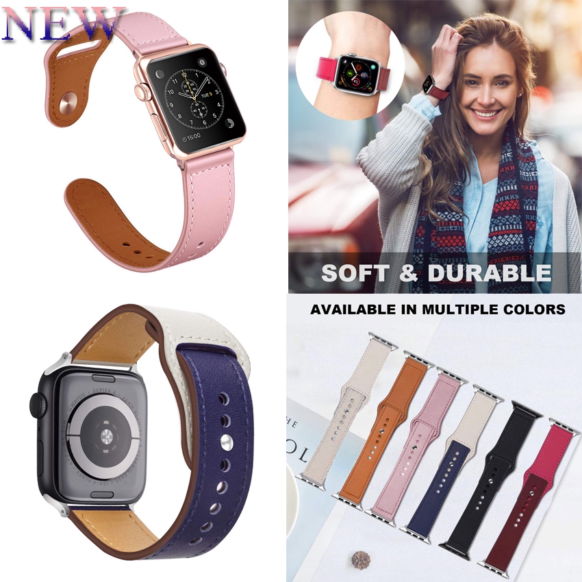 Dây đeo bằng da thật thay thế cho đồng hồ Iwatch 38mm 40mm 42mm 44mm Series 6 SE 5 4 3 2 1 Band