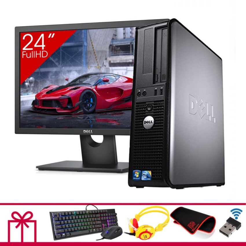 Máy tính đồng bộ Dell Optiplex 380 DT + Màn hình Dell 24inch Full HD (Core 2 Quad Q9400, Ram 8GB, HDD 1TB) + Quà Tặng
