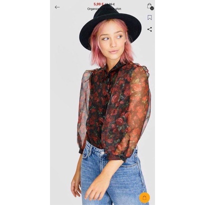 Áo sơmi voan hoa Stra hm auth size M