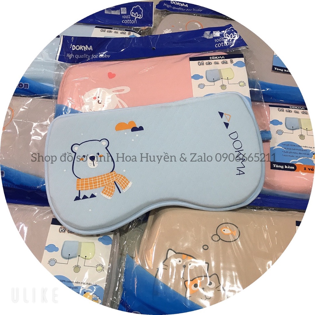 Gối Cao Su Non thiên nhiên cao cấp Dokma hình dáng chữ B thích hợp cho bé sơ sinh Hàng Chính Hãng
