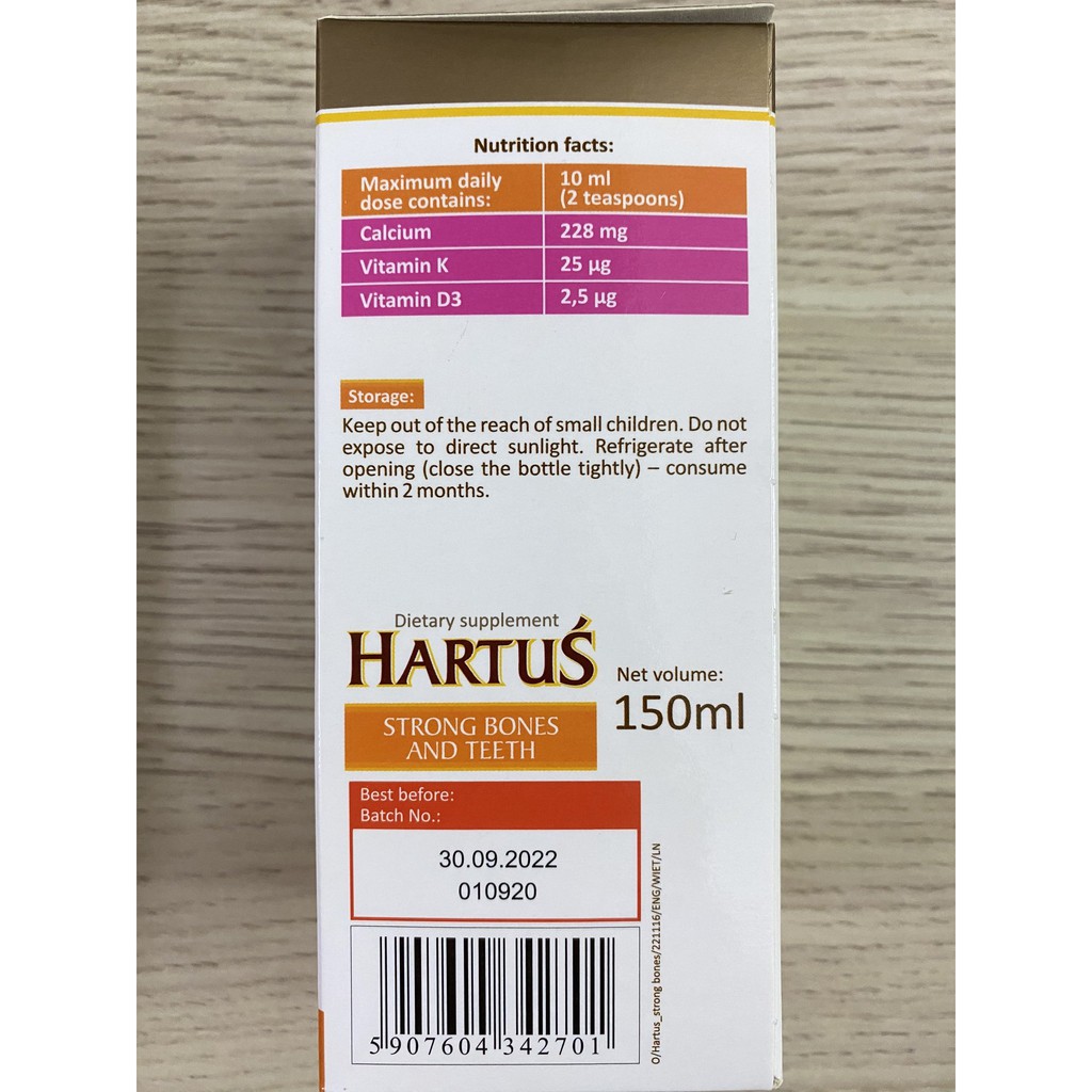 Hartus Canxi - Bổ Sung Canxi, Vitamin D3, Vitamin K, Hấp Thụ Canxi Tối Đa Nhờ Vitamin K (Chai 150ml)