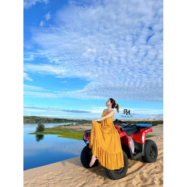 Váy maxi lụa kèm khăn