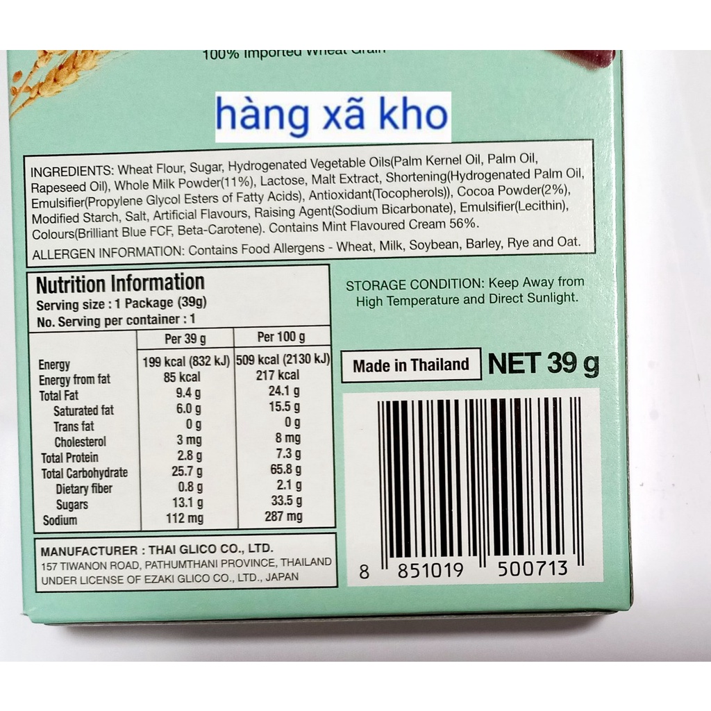 Bánh que 39 gr glico  pocky  socola ,date  _12 /2023