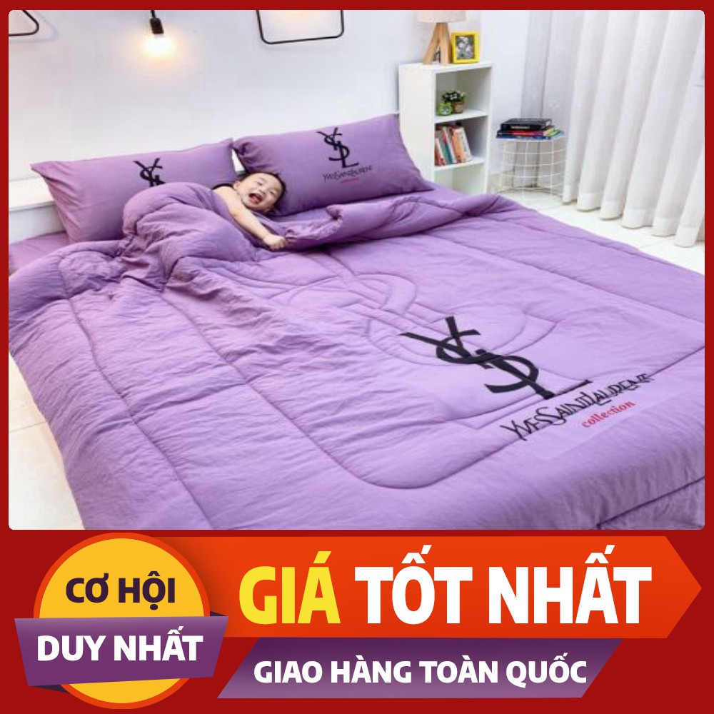 Bộ 5 món chăn ga gối cotton đũi thương hiệu hàng cao cấp