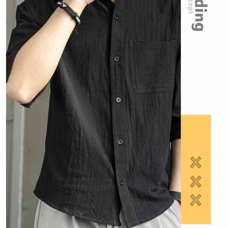 Áo Sơ Mi Tay Ngắn Dáng Rộng Vải Cotton Lanh Kiểu Trung Hoa Thời Trang Mùa Hè Cho Nam