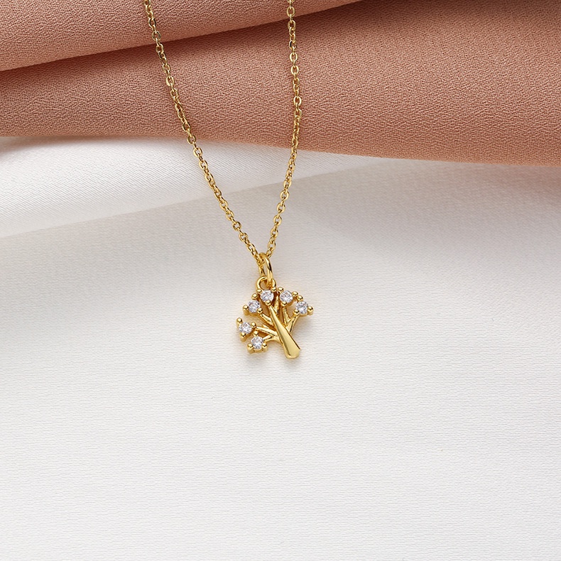 XiaoboACC Dây Chuyền Mặt Chữ Thập Bằng Thép Không Gỉ Mạ Vàng Đính Đá Zircon Không Dị Ứng Thời Trang Cho Nữ - 40CM+5CM