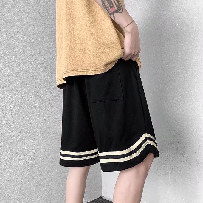 Quần Short nam Thể Thao Ống Rộng Thêu Họa Tiết Phong Cách quần đùi nam Retro quần thể thao Hàn Quốc Dành Cho Nam