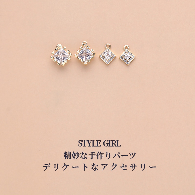 Mặt Dây Chuyền Hình Vuông Bằng Đồng 14K Đính Đá Zircon diy