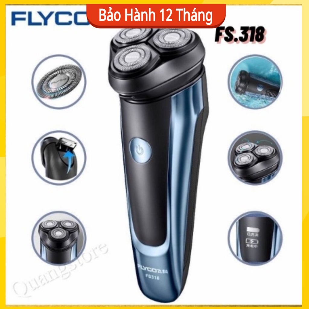 Máy cạo râu FLYCO FS318, máy cạo râu cao cấp, chống nước, chống kẹt,cực bền và không đau rát