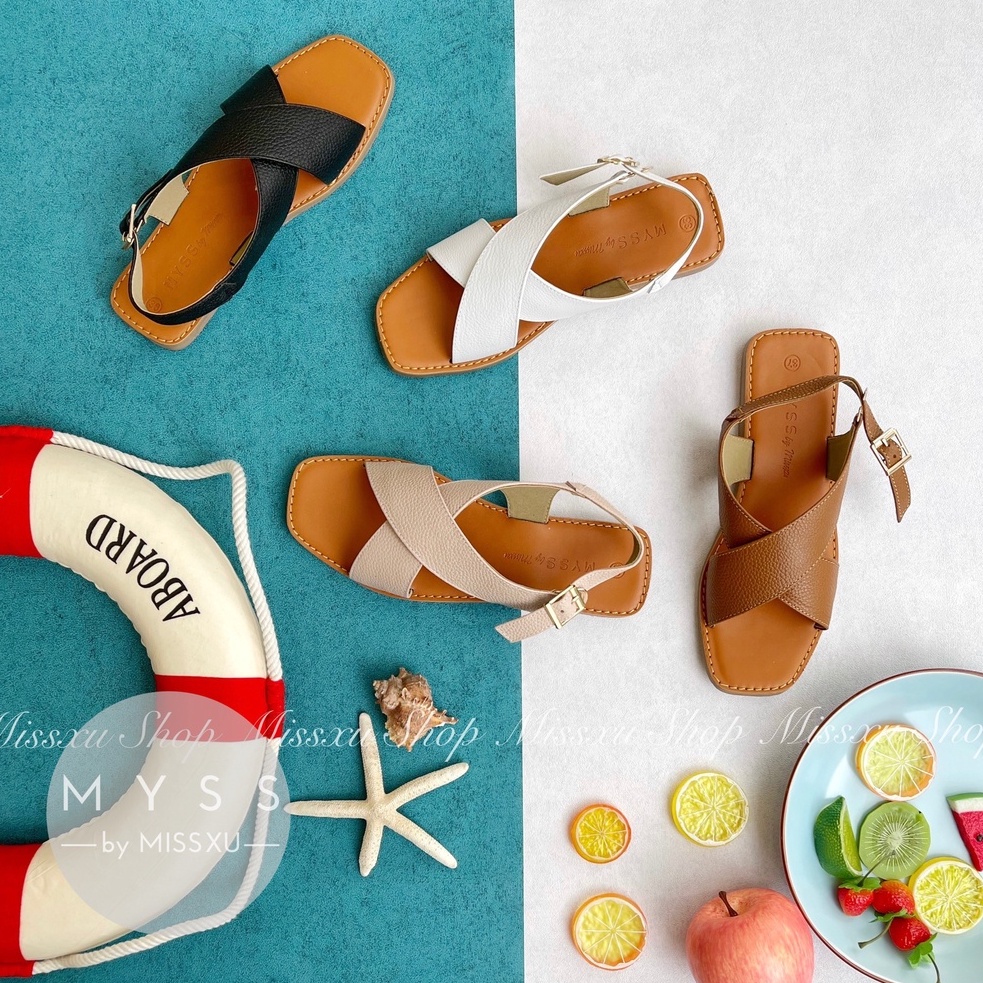 Giày sandal nữ 2cm quai chéo da thật cao cấp MYSS - SD118