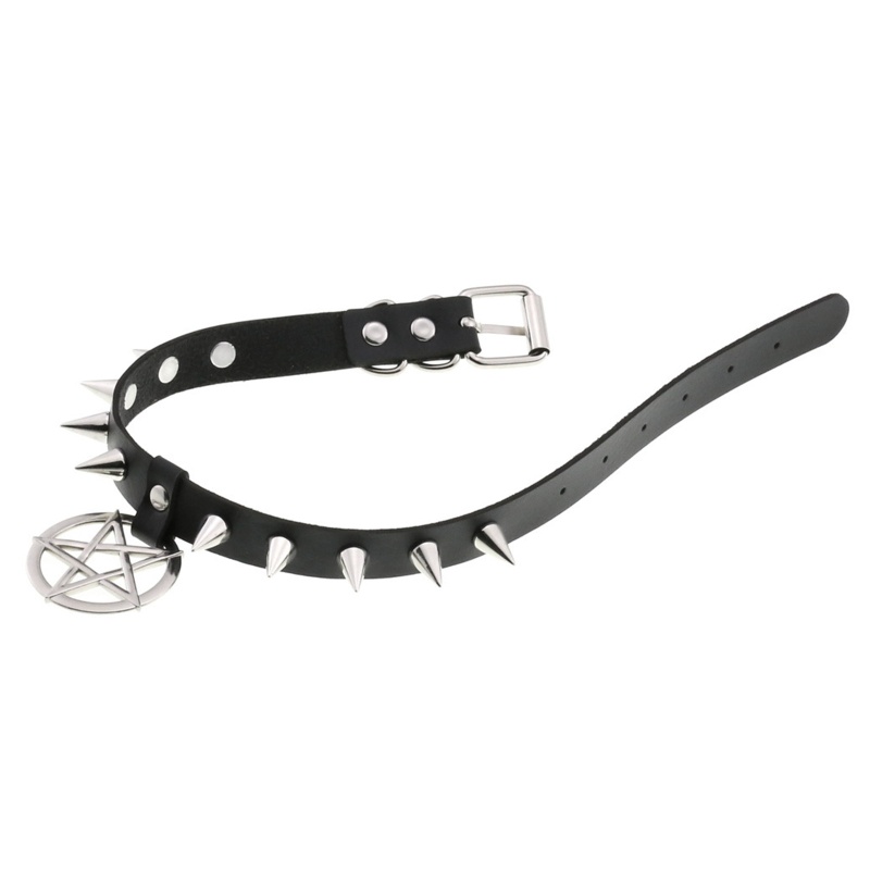Vòng Cổ Choker Da Pu Đính Gai Kim Loại Phong Cách Punk Unisex