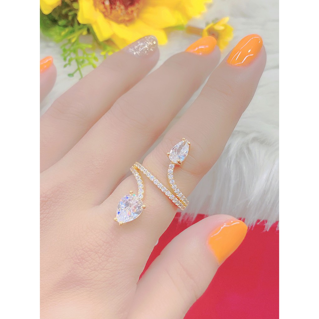 Nhẫn kiểu nữ UHA mạ vàng 18k đính đá CZ N528154-145 - Trang Sức UHA